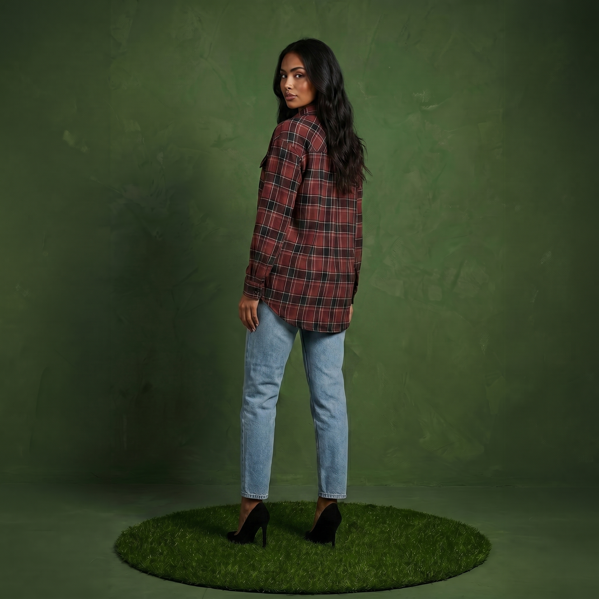 Anna-Kaci Women's Long Sleeve Plaid Button-Up Shirt with Chest Pockets