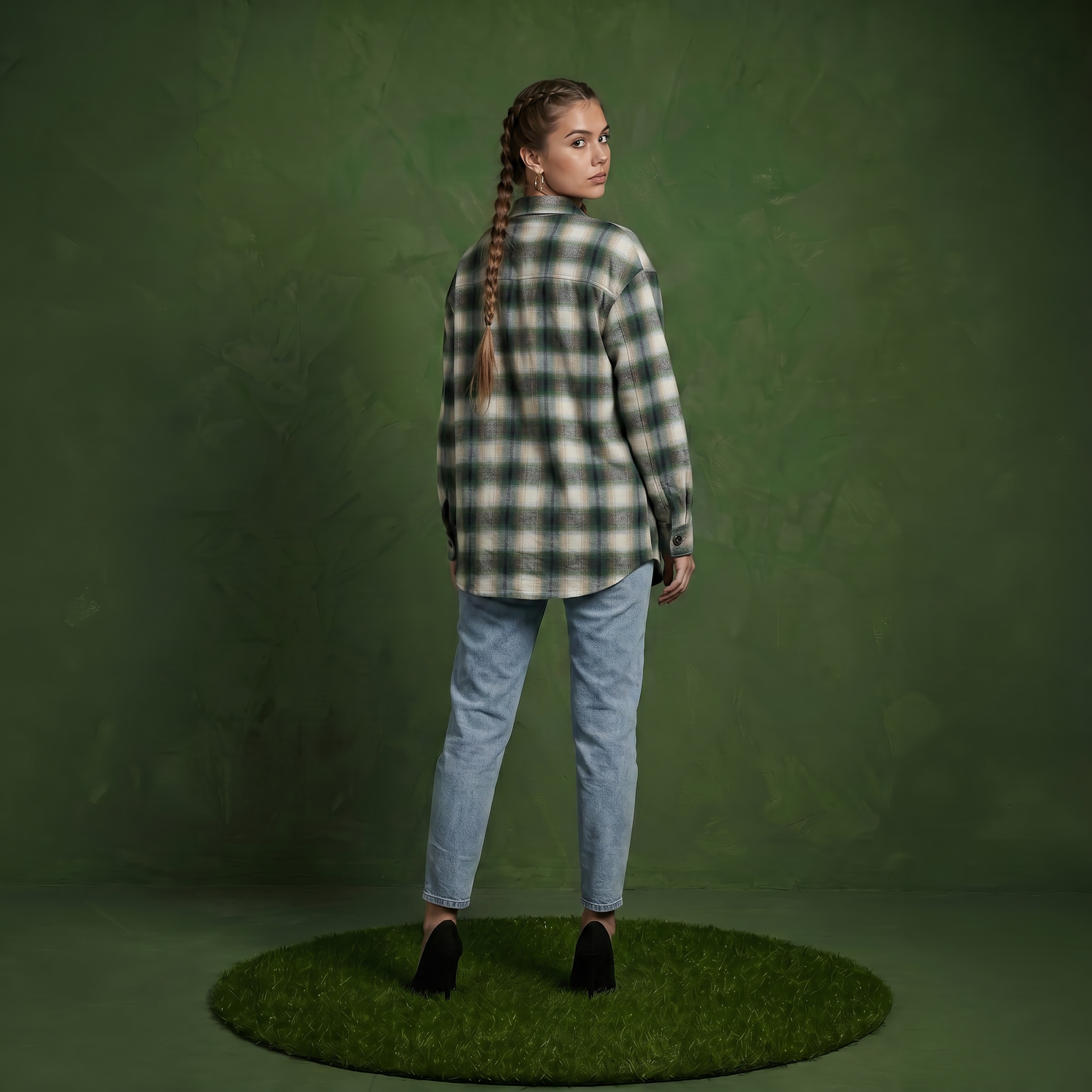 Anna-Kaci Women's Long Sleeve Plaid Button-Up Shirt with Chest Pockets
