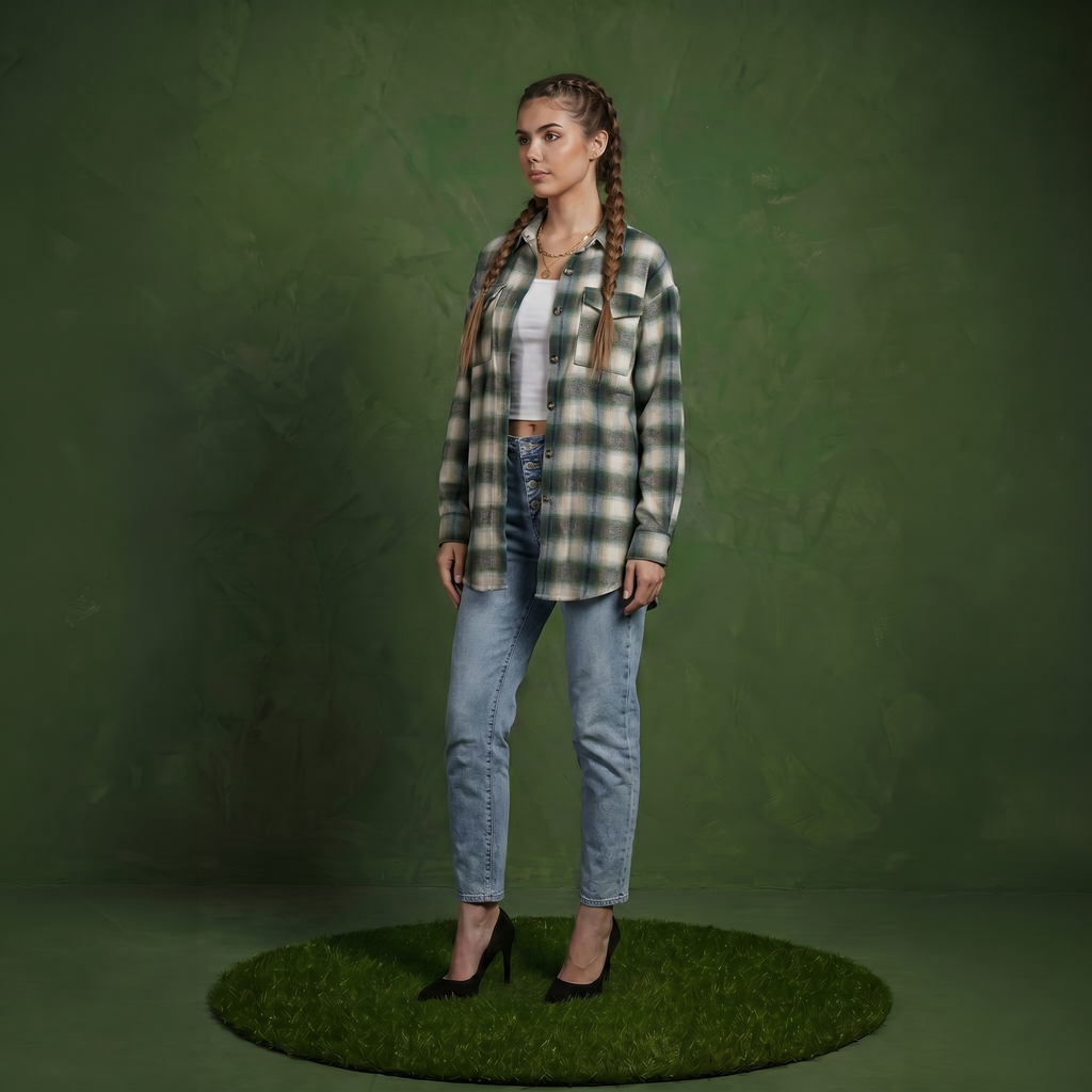 Anna-Kaci Women's Long Sleeve Plaid Button-Up Shirt with Chest Pockets