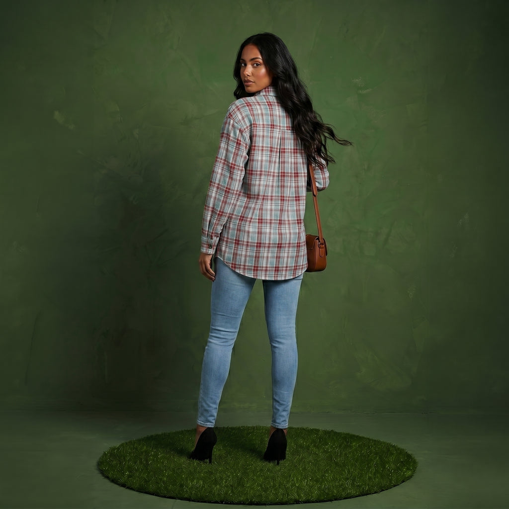 Anna-Kaci Women's Long Sleeve Plaid Button-Up Shirt with Chest Pockets