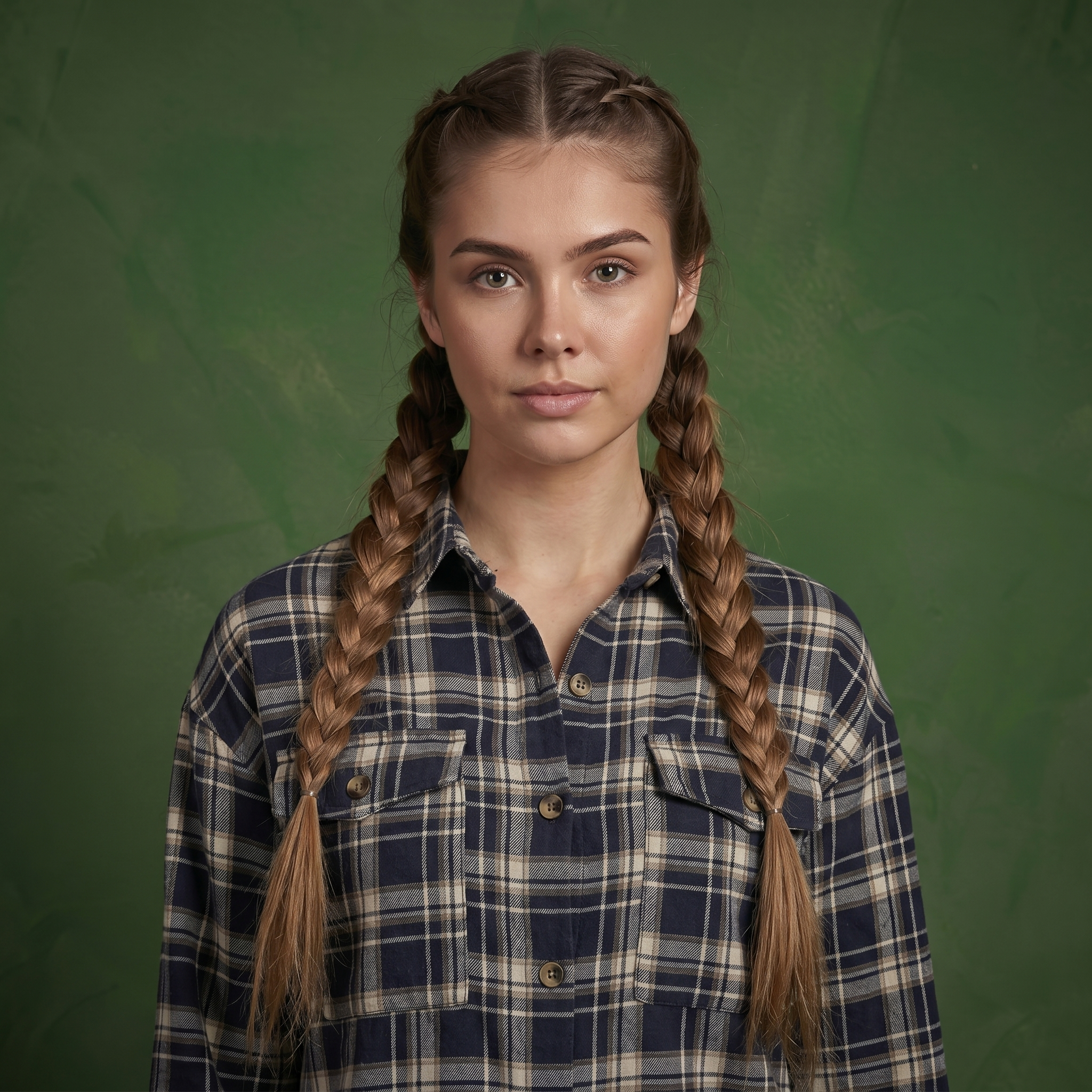 Anna-Kaci Women's Long Sleeve Plaid Button-Up Shirt with Chest Pockets