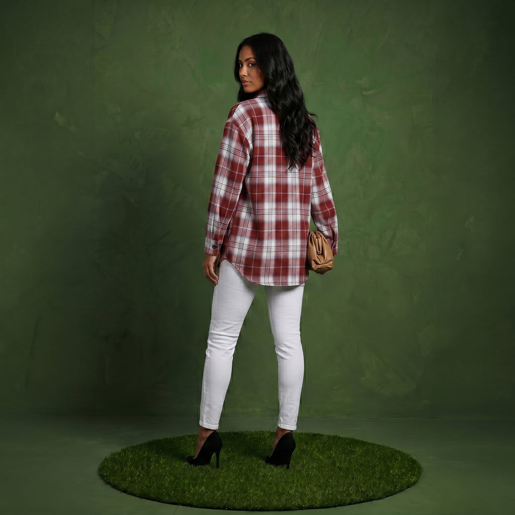 Anna-Kaci Women's Long Sleeve Plaid Button-Up Shirt with Chest Pockets