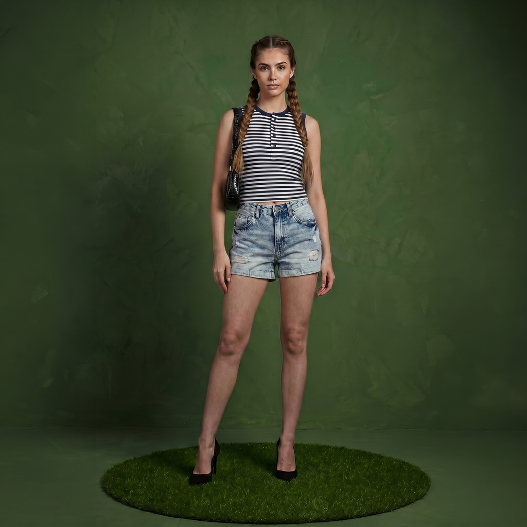 Anna-Kaci Striped Sleeveless Knit Tank Top with Button Front Crew Neck