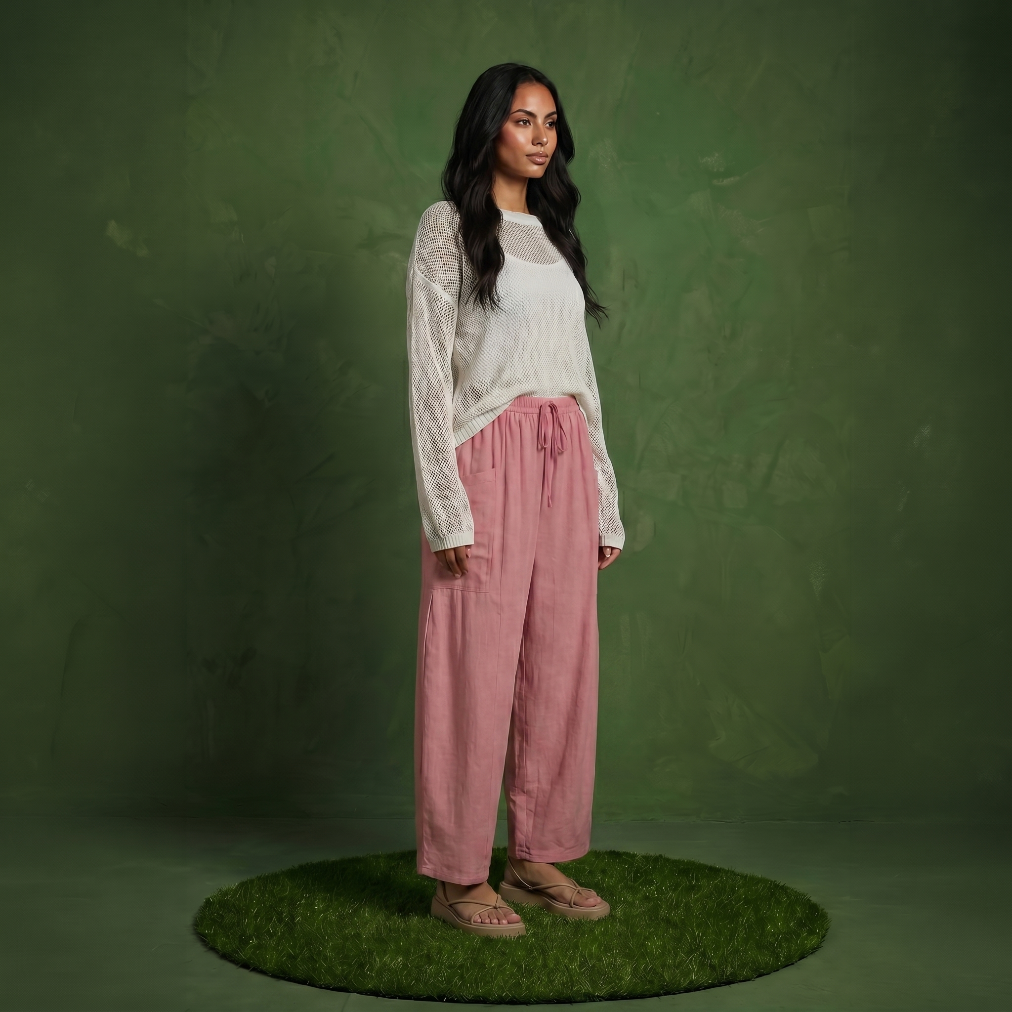 Anna-Kaci Women's Wide Leg Drawstring Pants with Elastic Waistband, Utility Pockets and Relaxed Fit