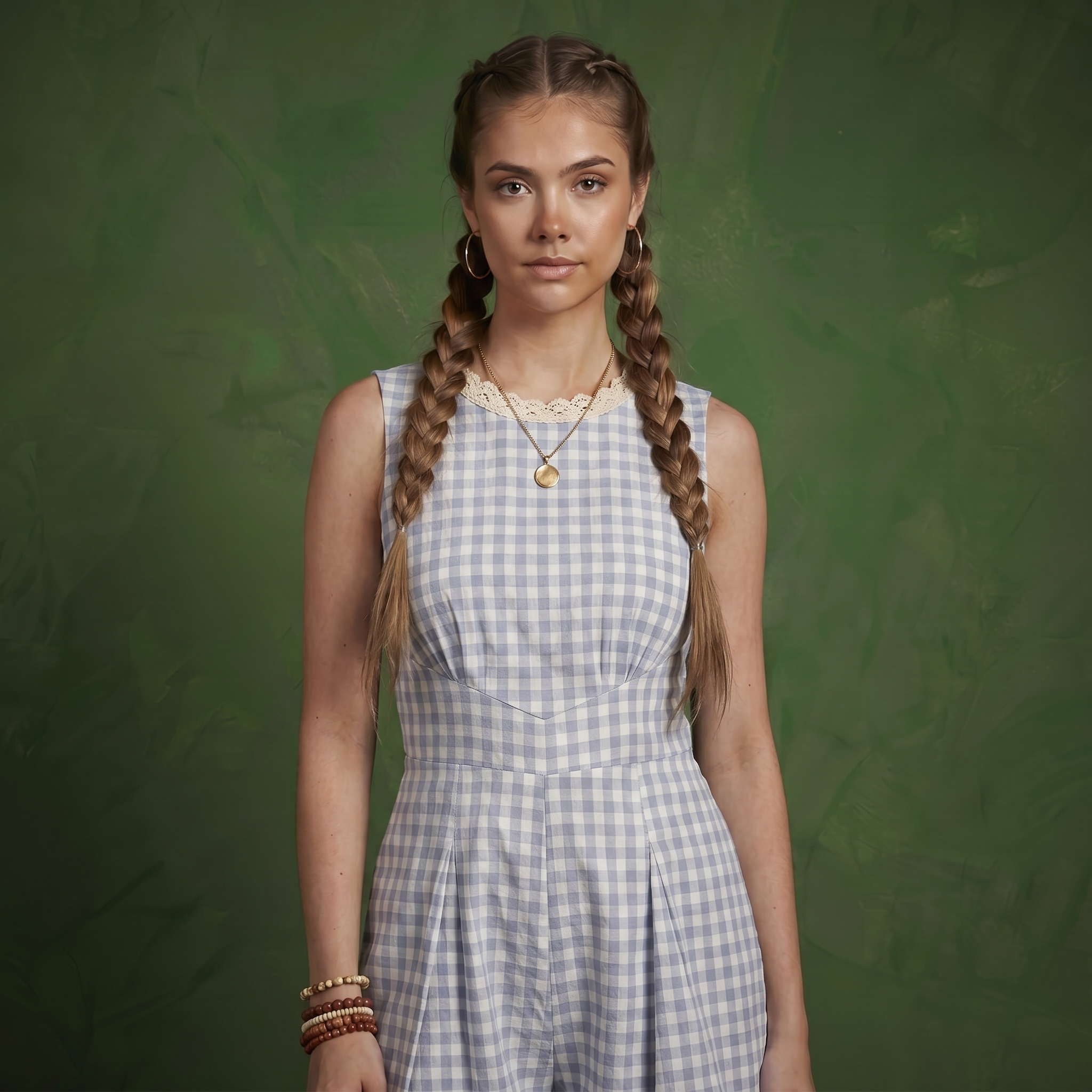 Anna-Kaci Women's Gingham Romper Sleeveless Lace Trim Fit and Flare Lightweight Casual One Piece
