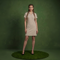 Anna-Kaci Women's Short Sleeve Collared Mini Dress with Split V Neck Textured Knit Relaxed Fit Casual Dress