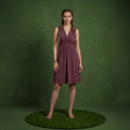 Black women's midi dress with sleeveless, v neck and a line