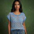 Khaki women's shorts with striped, crochet and short sleeve