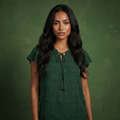 Black women's shorts with textured and short sleeve