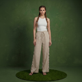 Anna-Kaci Women's Wide Leg Pants with Drawstring Waist and Side Sequin Trim