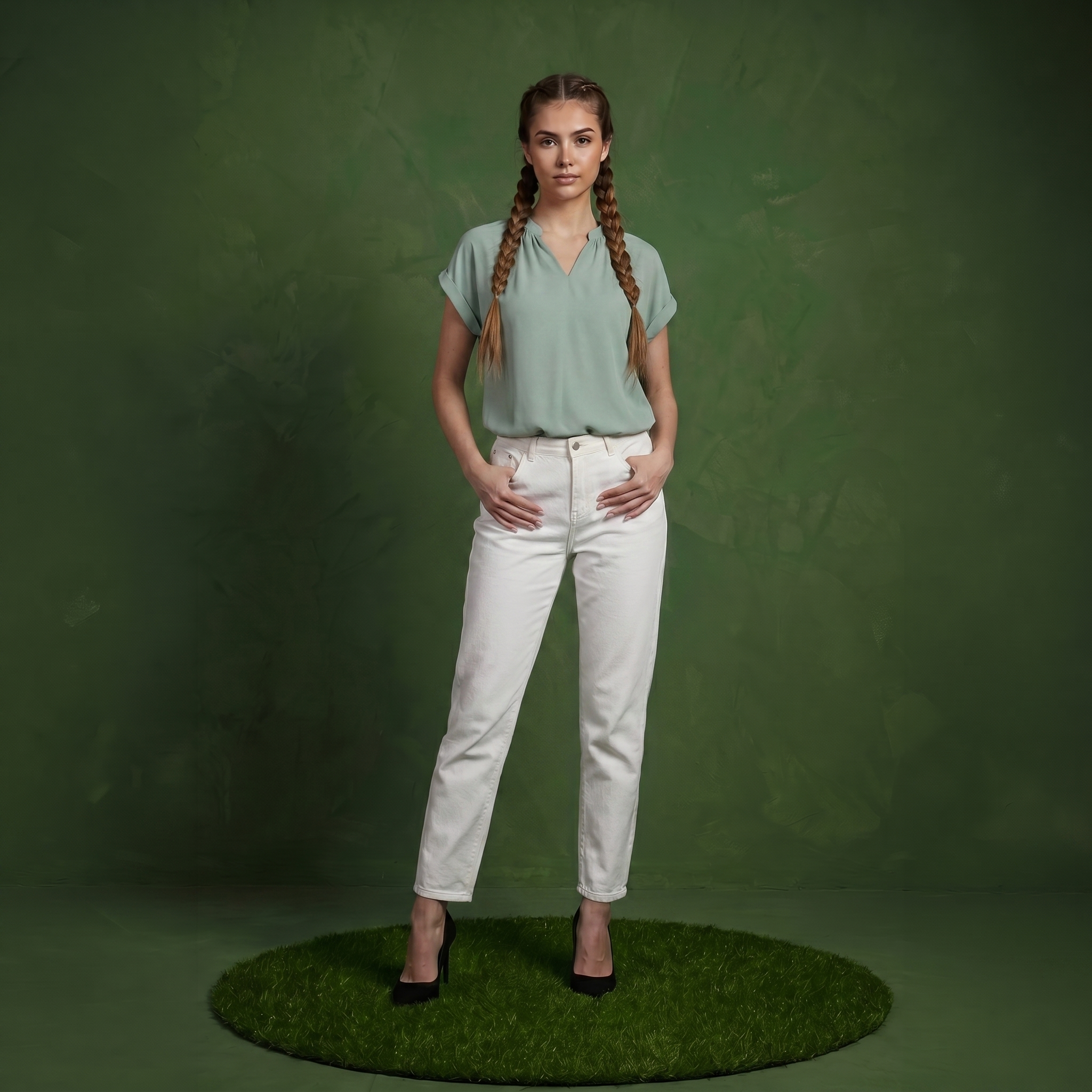 Anna-Kaci Women's Short Sleeve Blouse with Gathered V-Neckline and Rolled Cuffs