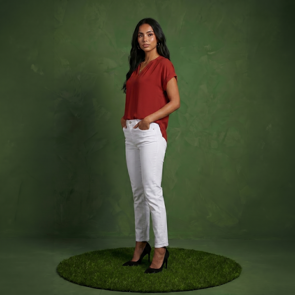 Anna-Kaci Women's Short Sleeve Blouse with Gathered V-Neckline and Rolled Cuffs