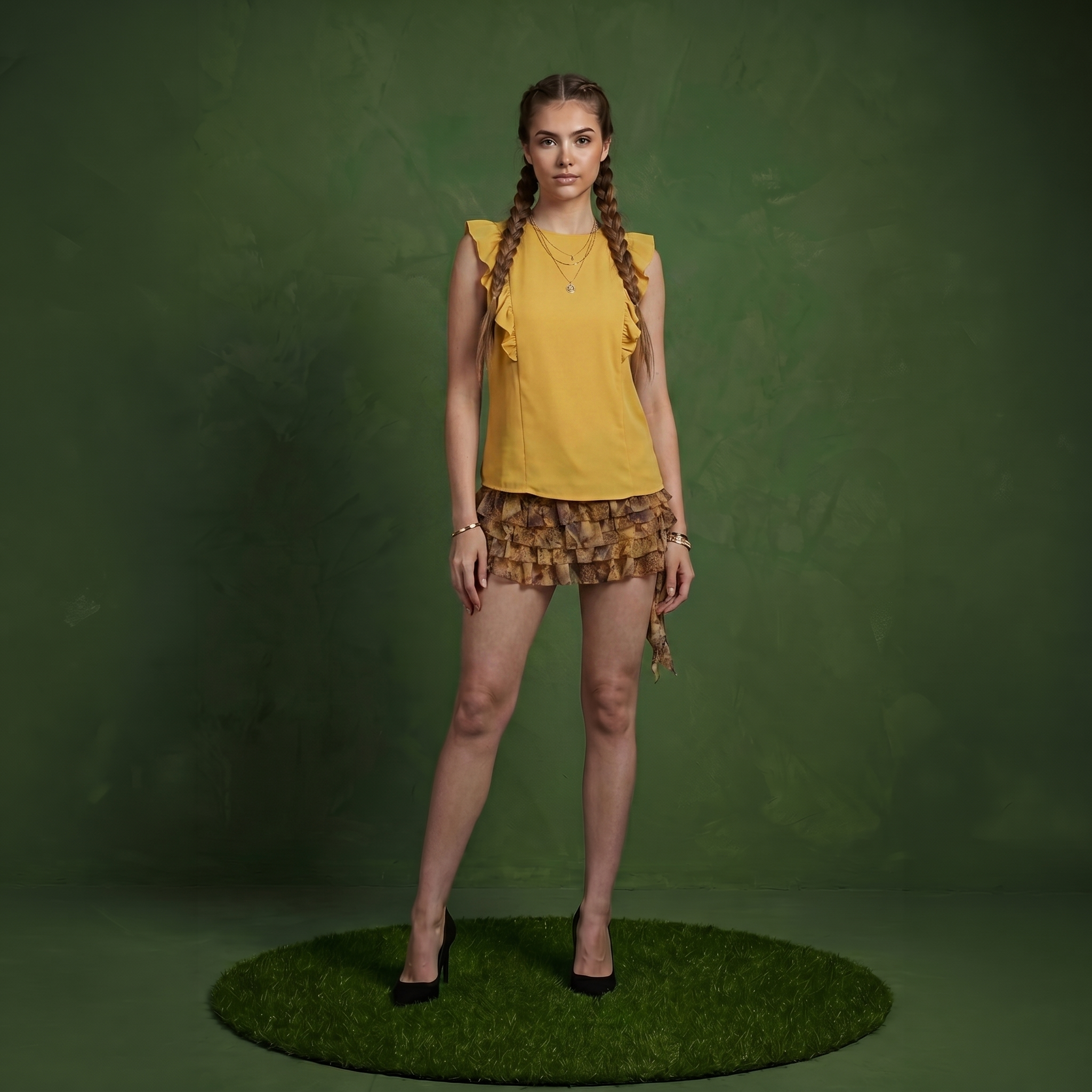Ruffle Sleeveless Tied Open Back Blouse