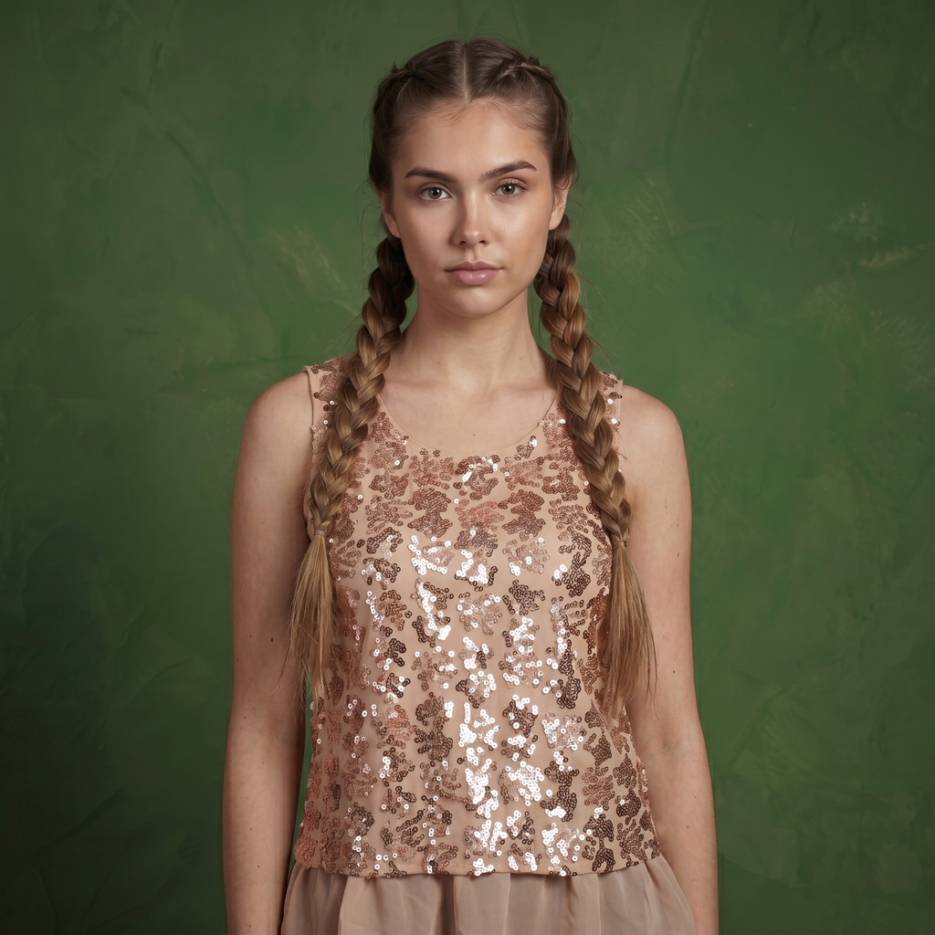 Sequin Scoop Neck Tank Top