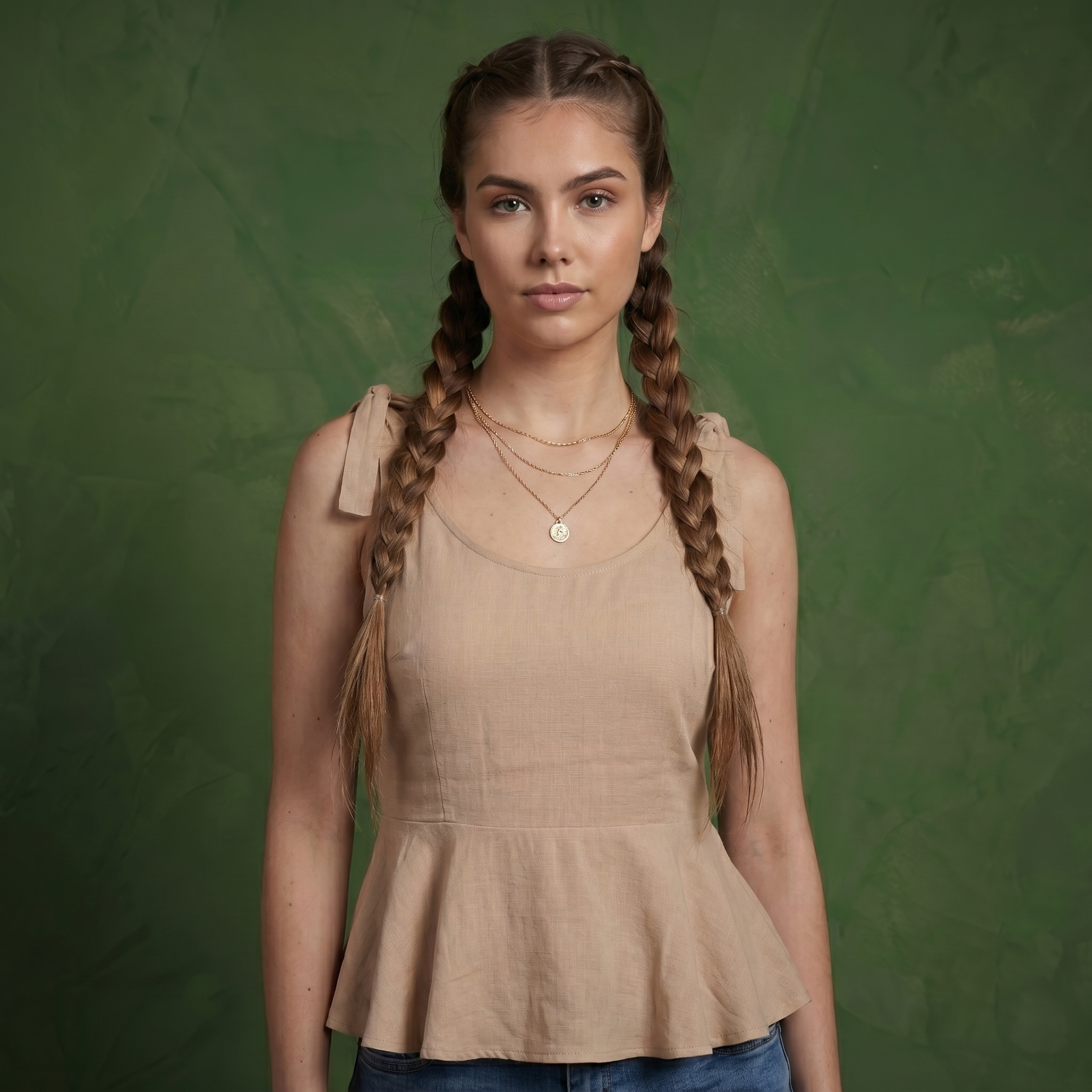 Sleeveless Peplum Top with Bow Shoulder Ties