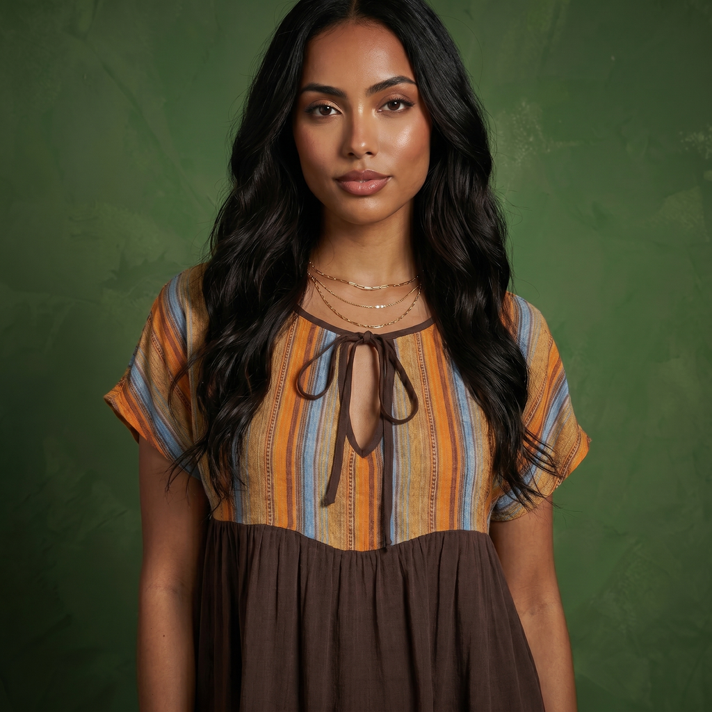 Striped Colorful Tie Tunic