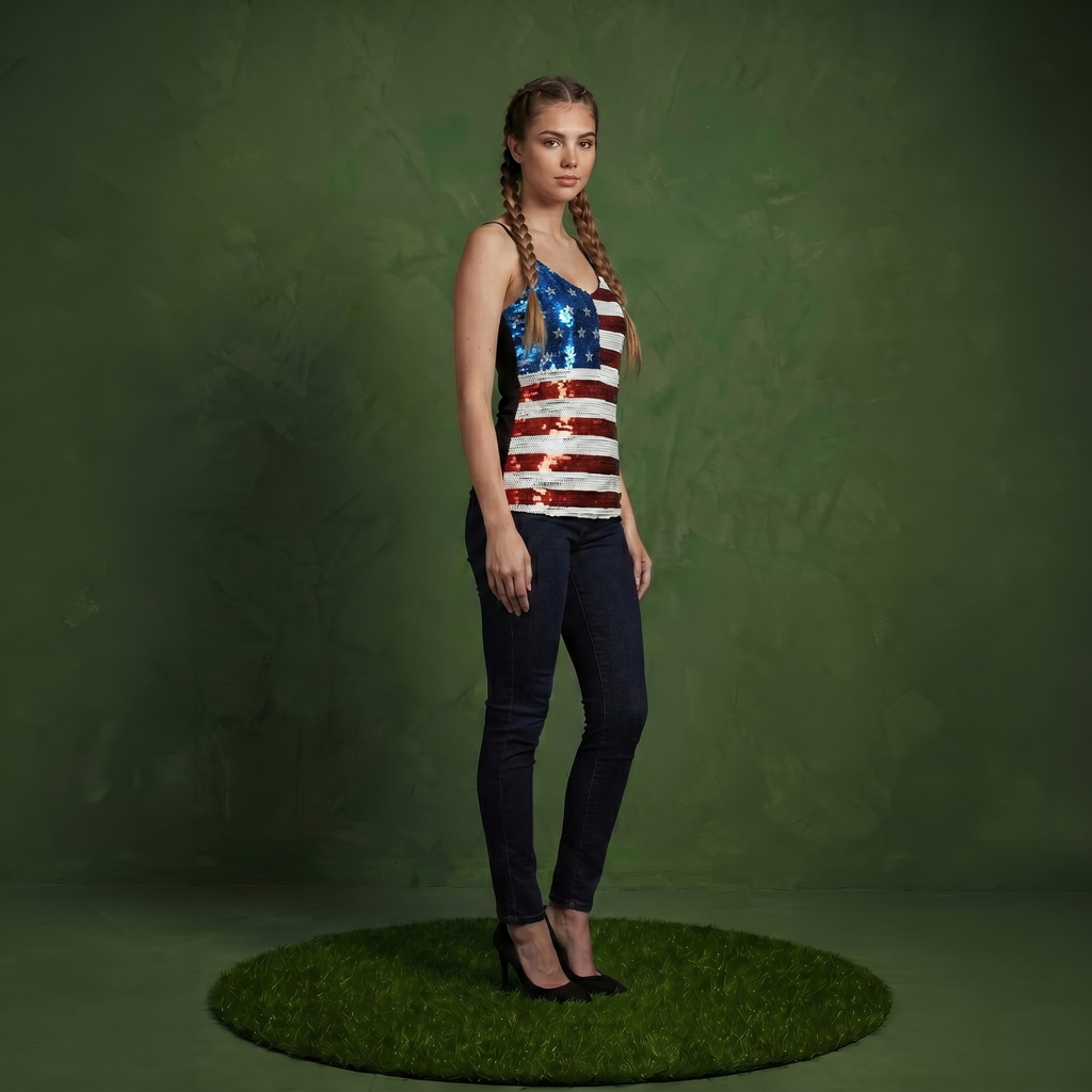 Patriotic American Sequin Camisole Top