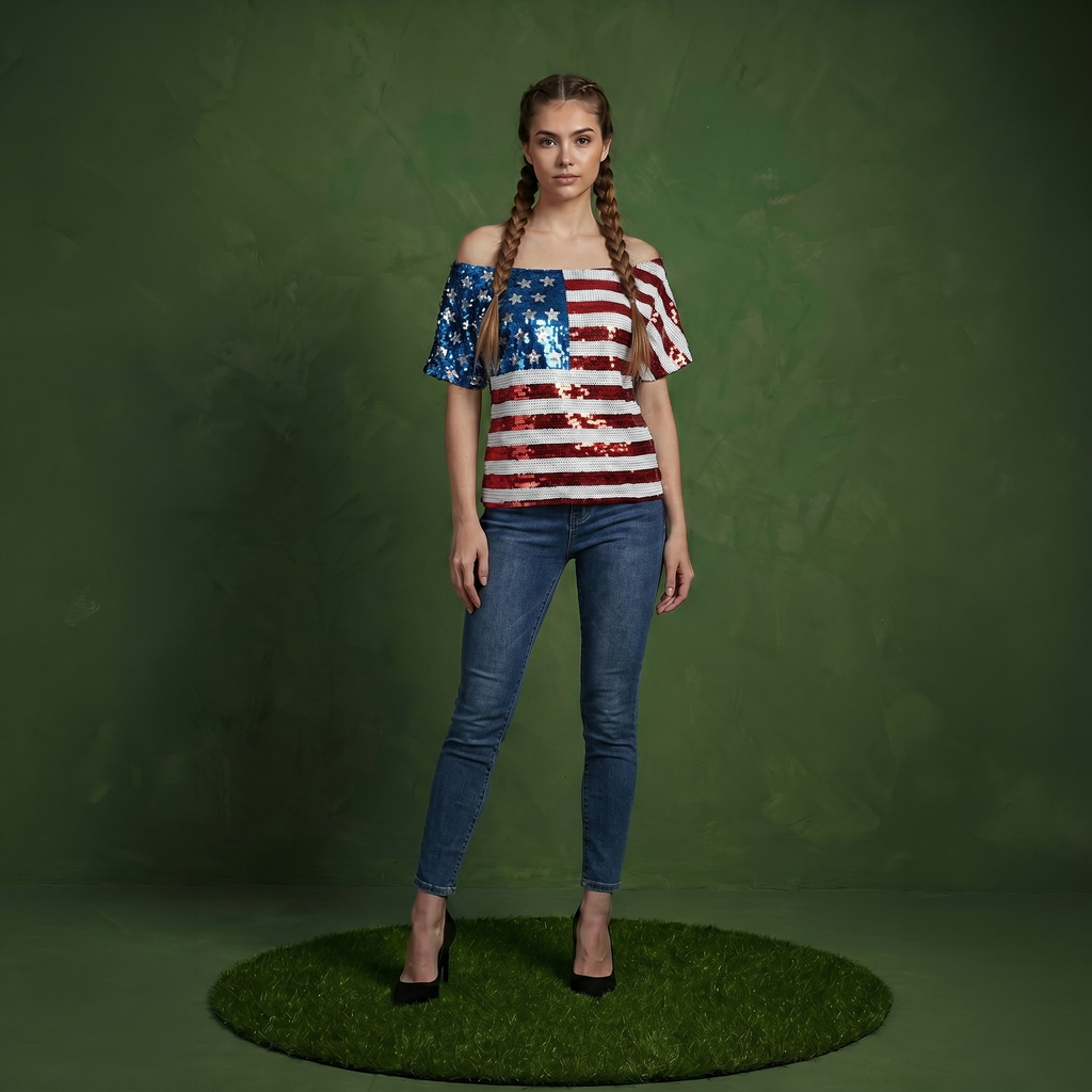 Patriotic American Sequin Camisole Top