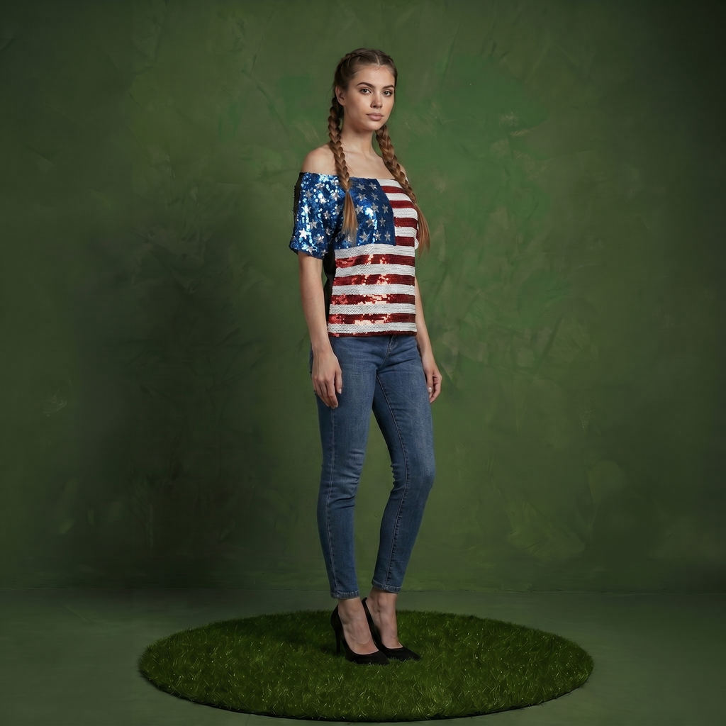 Patriotic American Sequin Camisole Top