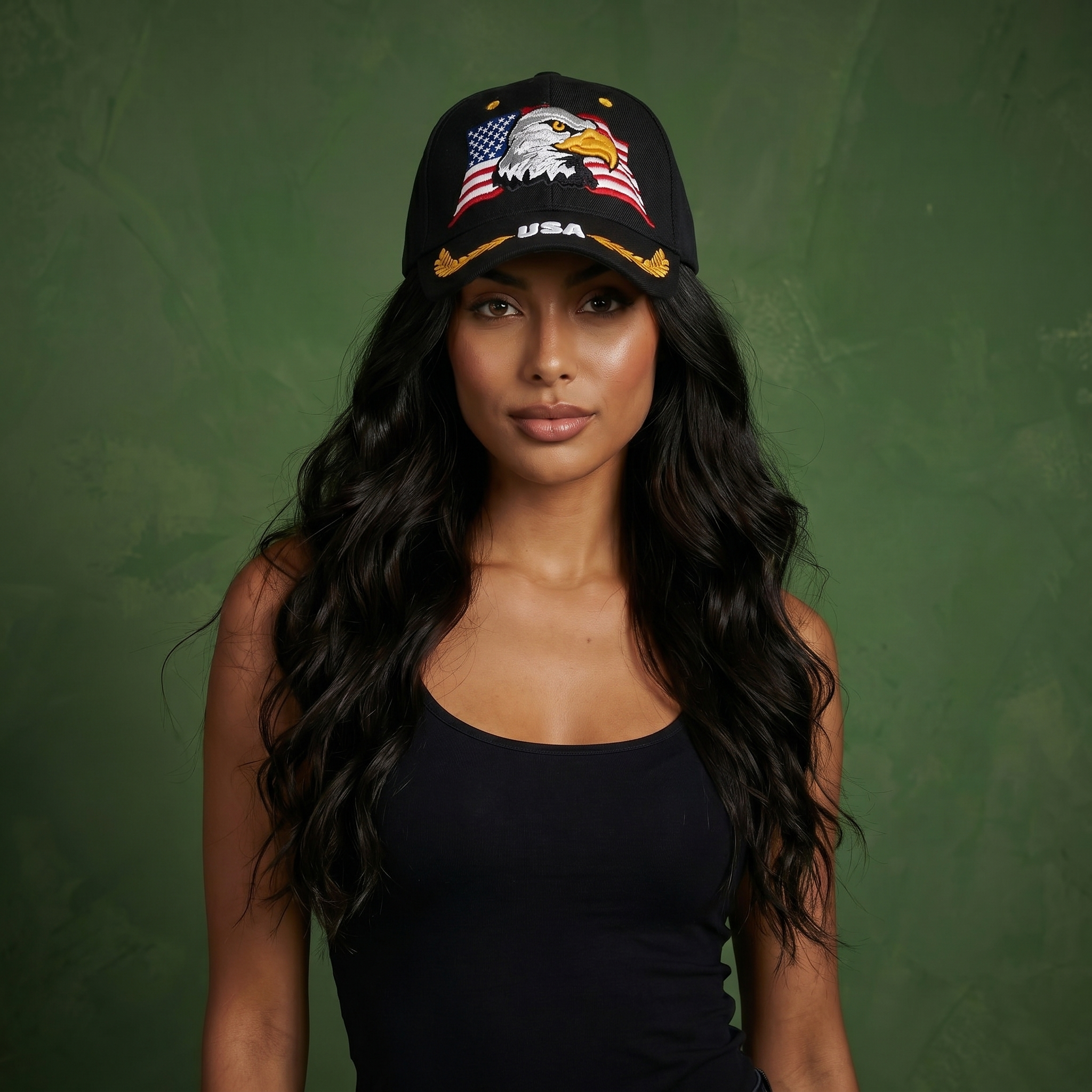 Anna-Kaci USA American Flag Patriotic Eagle Hawk Embossed 3D Adjustable Velcro Baseball Caps Hats
