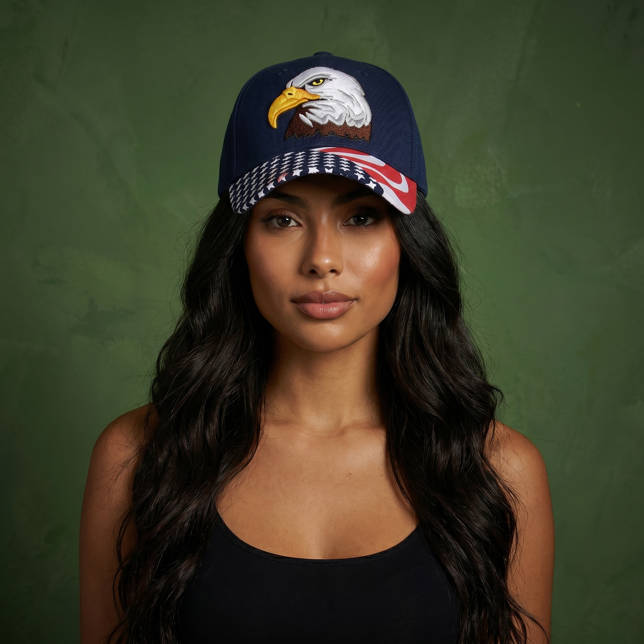 Anna-Kaci USA American Flag Patriotic Eagle Hawk Embossed 3D Adjustable Velcro Baseball Caps Hats