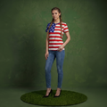 Round Neck American Flag Top July of 4th USA Patriotic T-Shirt Blouse