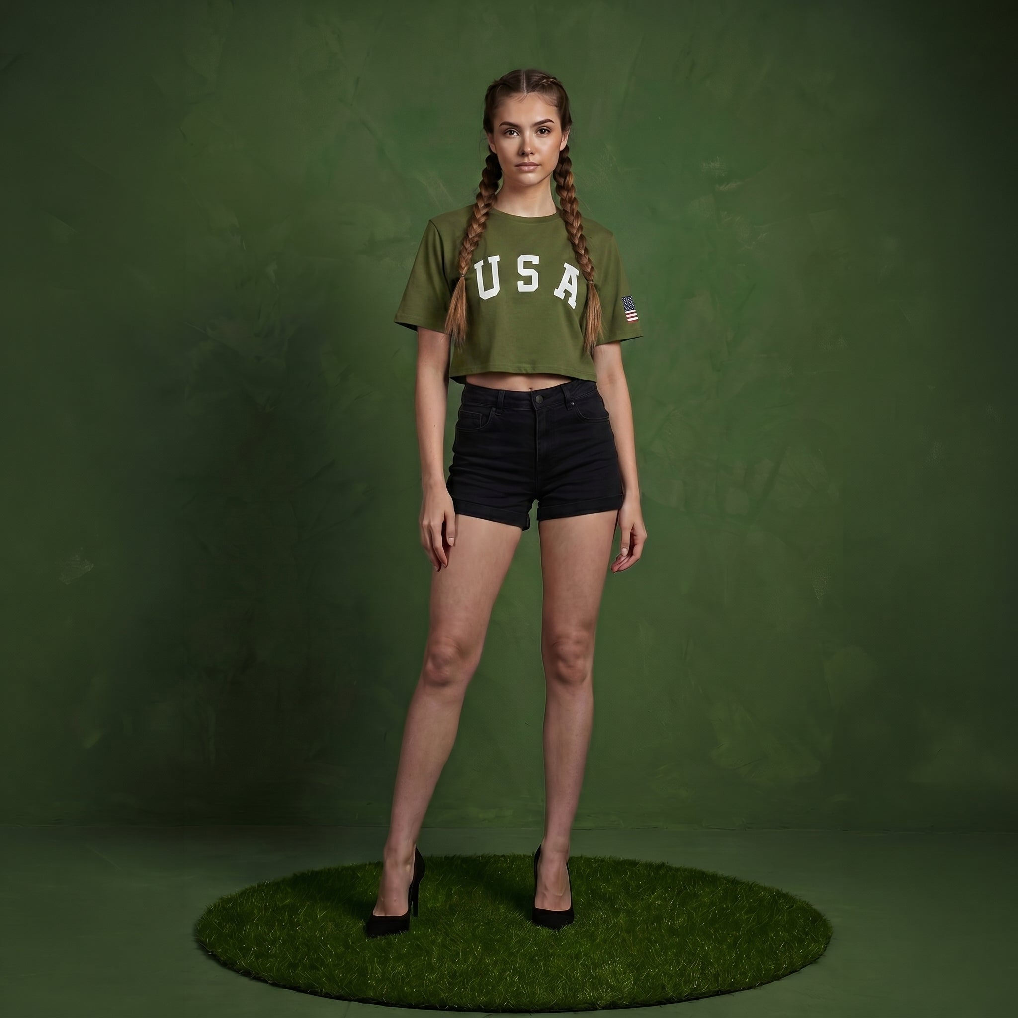 Camiseta de manga corta con estampado de letras para mujer de Anna-Kaci con la bandera de EE. UU. del 4 de julio 