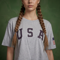 Camiseta de manga corta con estampado de letras para mujer de Anna-Kaci con la bandera de EE. UU. del 4 de julio 