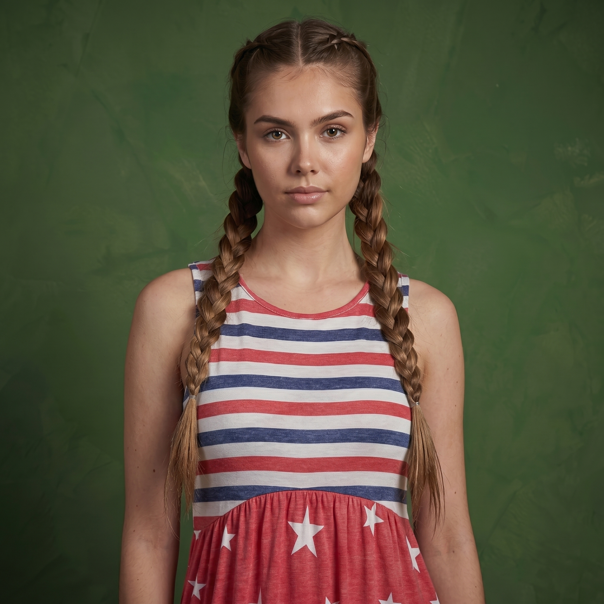 4th of July American Flag Dress Sleeveless Stars Stripes Summer Maxi Dress with Pockets