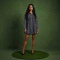Button-Down Tiered Denim Shirt Dress