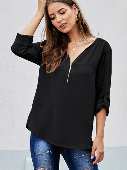Zip Up Spring Blouse