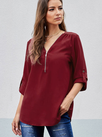 Zip Up Spring Blouse