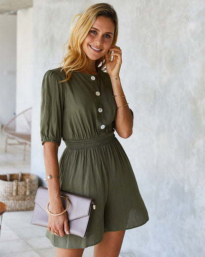 Button Down Spring Lounge Romper