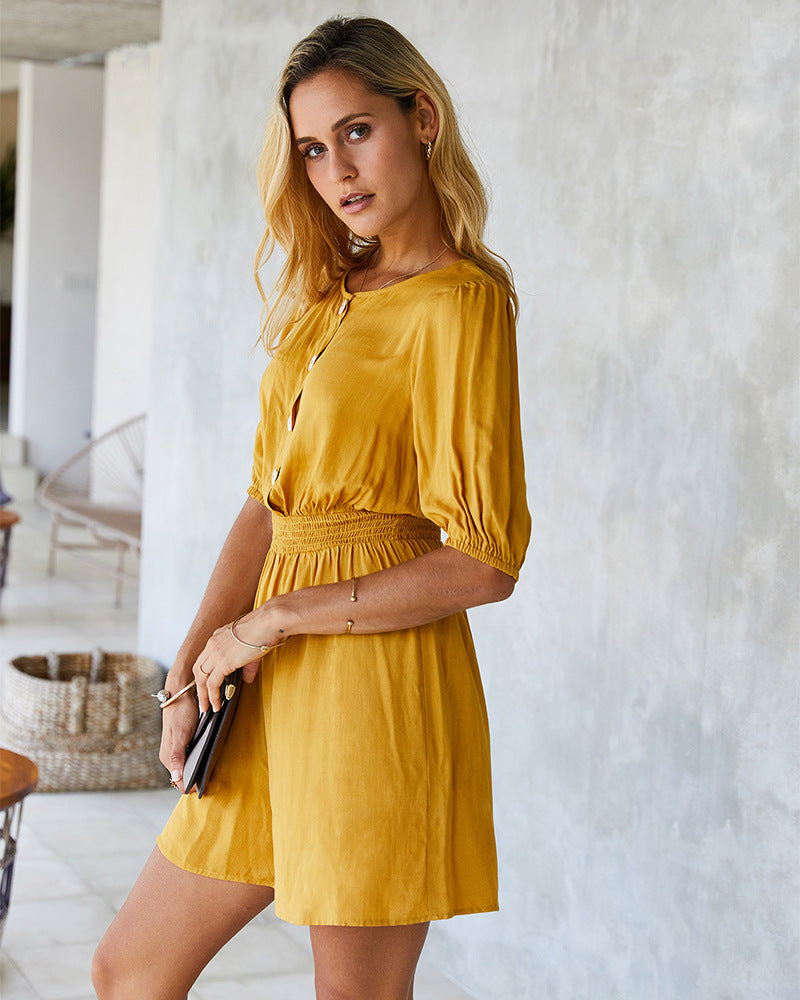Button Down Spring Lounge Romper