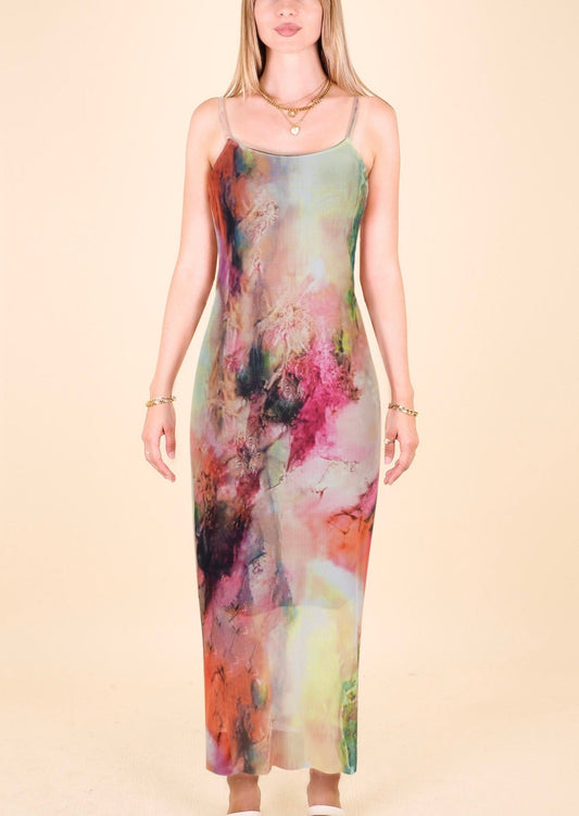 Abstract Paint Floral Bodycon Dress