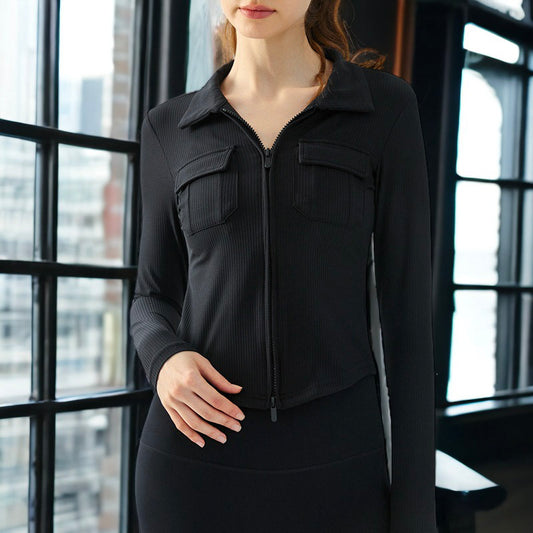 Collared Chest Pocket Knit Jacket