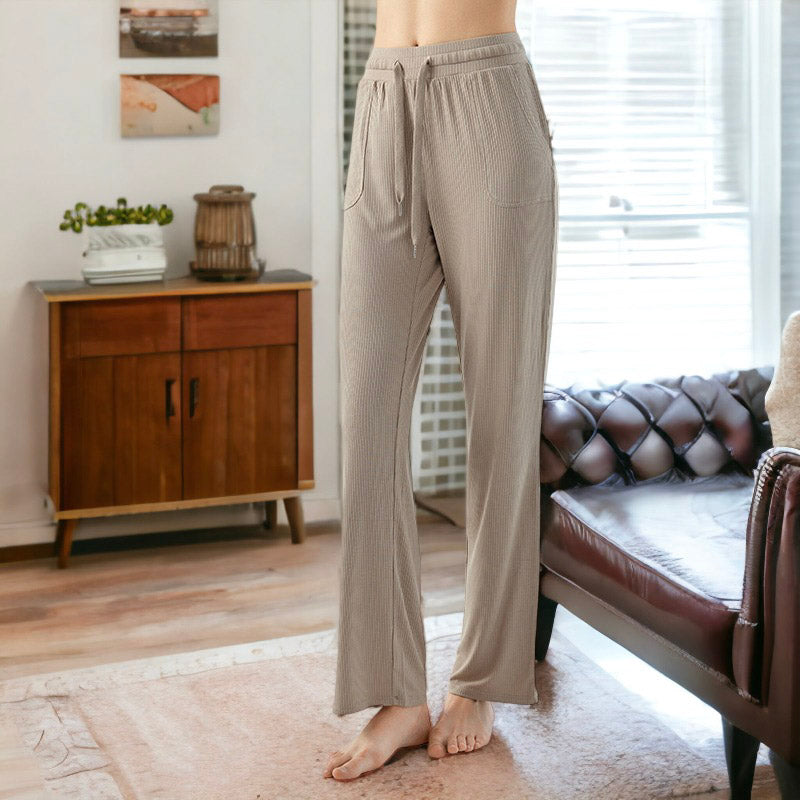 Pantalones deportivos rectos de punto acanalado