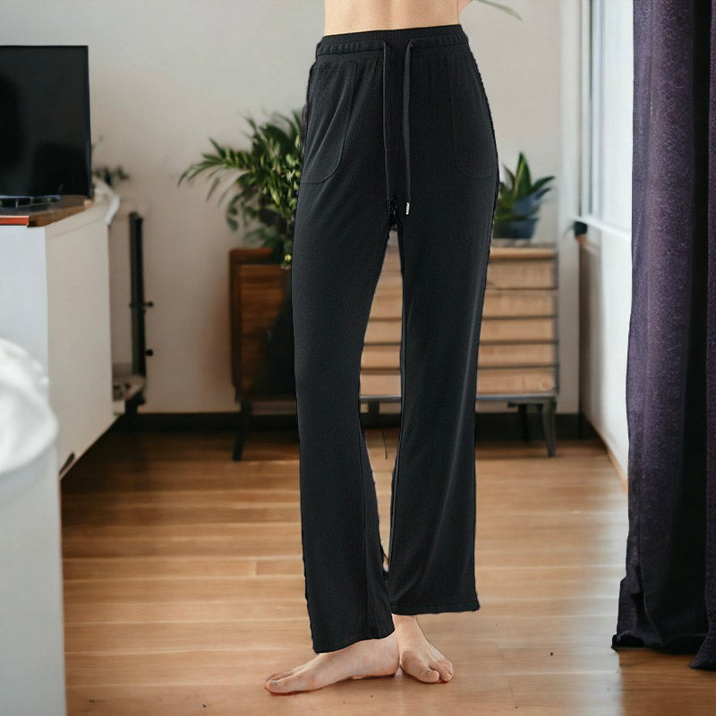 Pantalones deportivos rectos de punto acanalado
