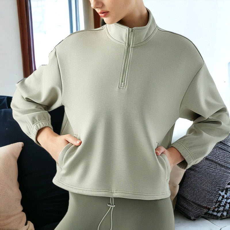 Drawstring Hem Mock Neck Sweater