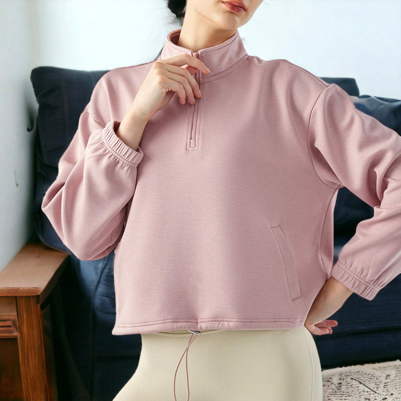 Drawstring Hem Mock Neck Sweater