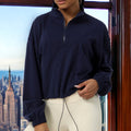 Chaqueta deportiva informal de manga larga holgada con cremallera