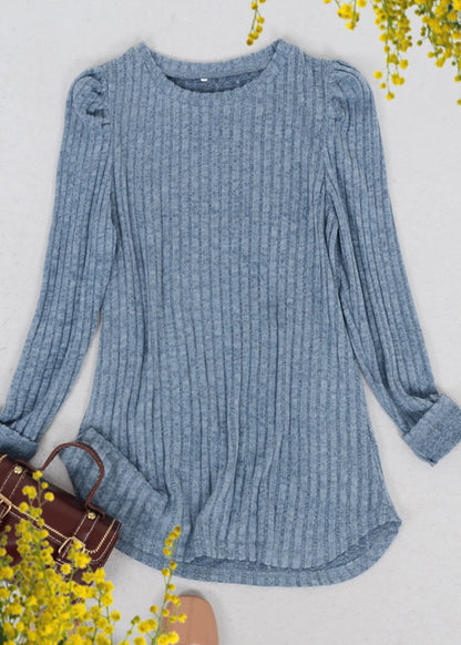 Pleated Long Sleeve Knit Sweater