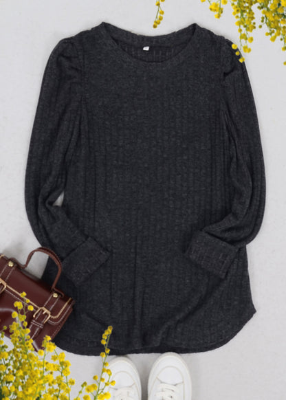 Pleated Long Sleeve Knit Sweater