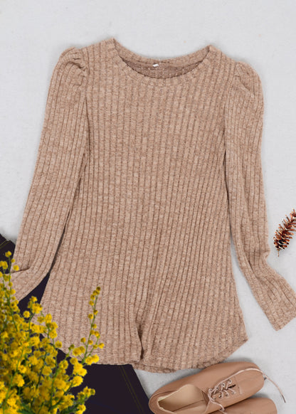 Pleated Long Sleeve Knit Sweater