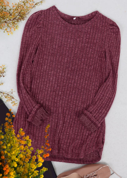 Pleated Long Sleeve Knit Sweater