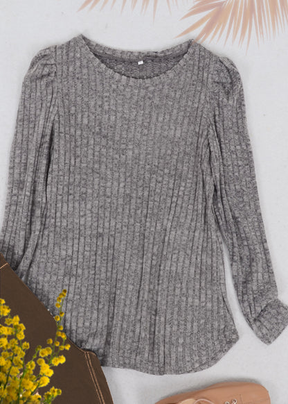 Pleated Long Sleeve Knit Sweater