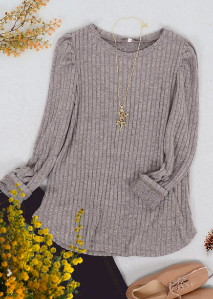 Pleated Long Sleeve Knit Sweater