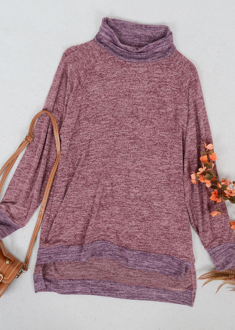 Mock Neck Two Tone Sweater