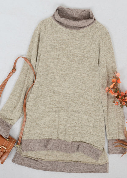 Mock Neck Two Tone Sweater