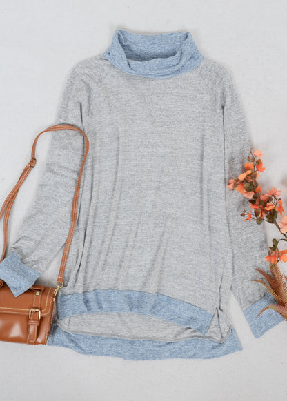 Mock Neck Two Tone Sweater